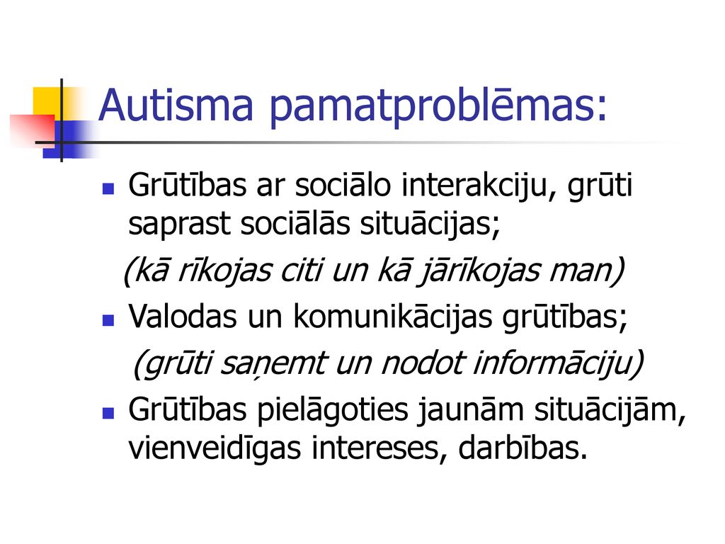 Autisma pamatproblēmas: